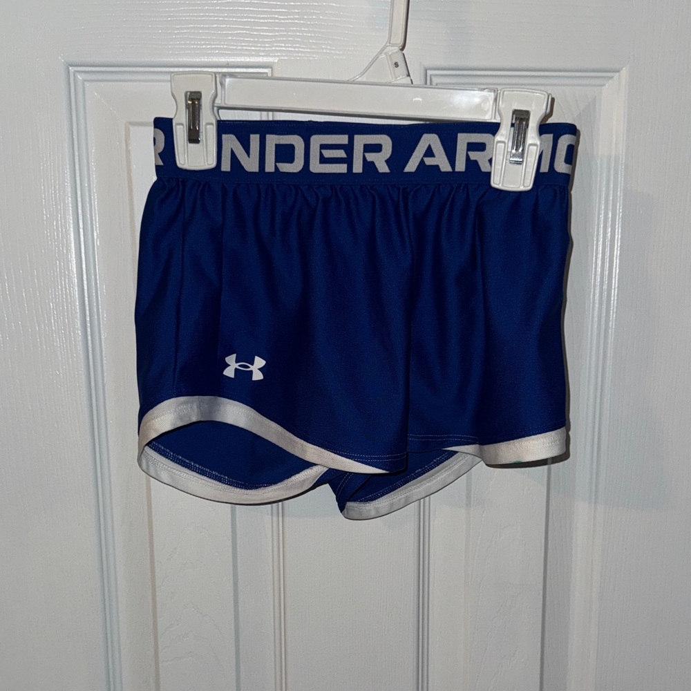Under Armour Navy Blue Women’s Athletic Shorts with White Trim